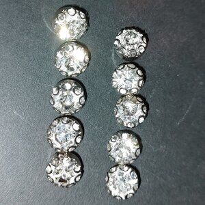 LAMODE HI QUALITY RHINESTONE BUTTONS SILVER METAL SHANK 1/2"W 1/4"H LOT 10